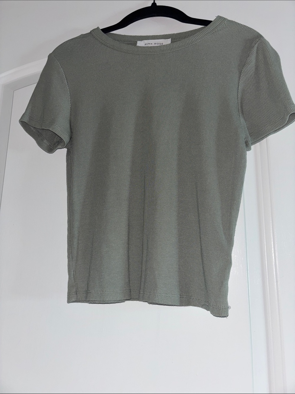 Pink Rose Men's Sage Ribbed Short Sleeve Tee